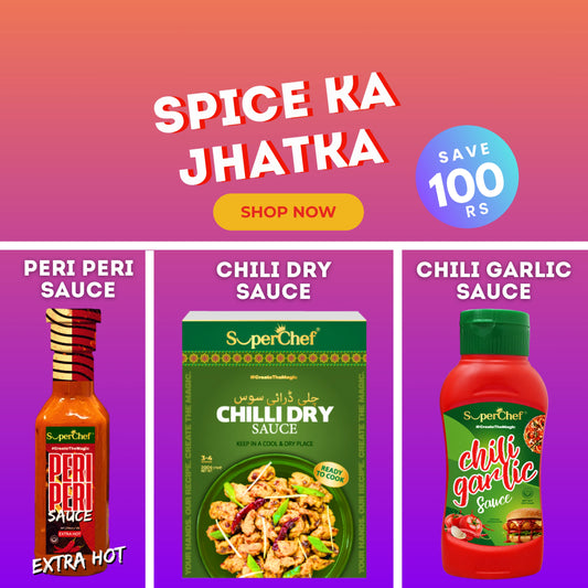 Spice ka Jhatka 3 In 1 Bundle | Chili Dry, Dynamite Sauce and Peri Peri Extra Hot
